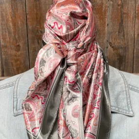 35X35 Pink & Grey Paisley Wild Rag