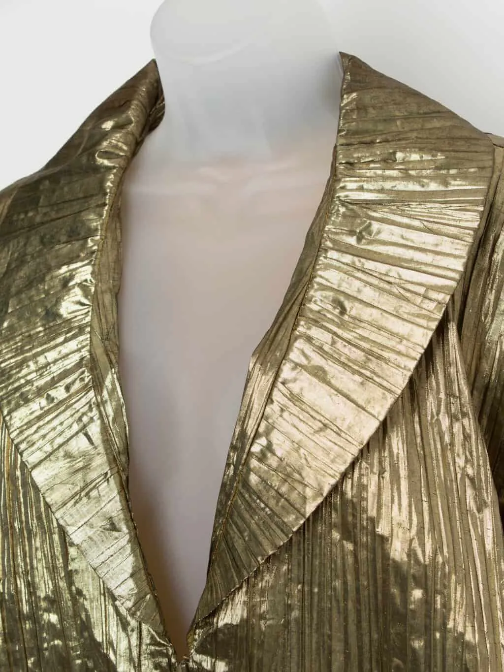 80s vintage gold foil jacket with zip closure – Large