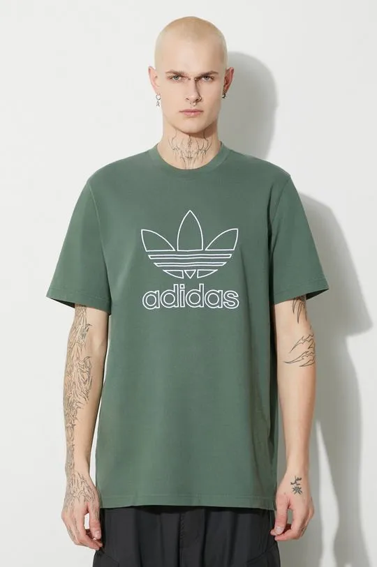 adidas Originals cotton t-shirt Trefoil Tee men’s green color IR7993