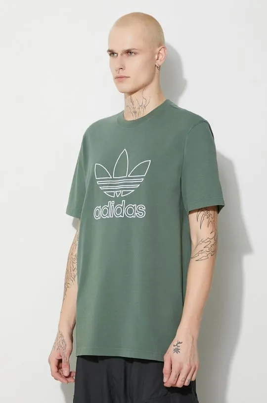 adidas Originals cotton t-shirt Trefoil Tee men’s green color IR7993