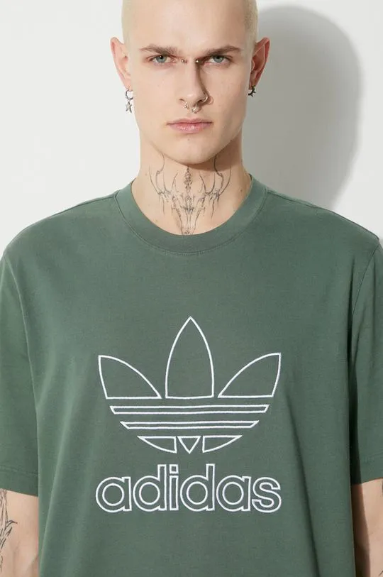 adidas Originals cotton t-shirt Trefoil Tee men’s green color IR7993