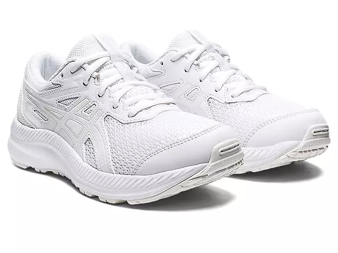 ASICS JUNIOR CONTEND-8 TRIPLE WHITE RUNNING SHOE