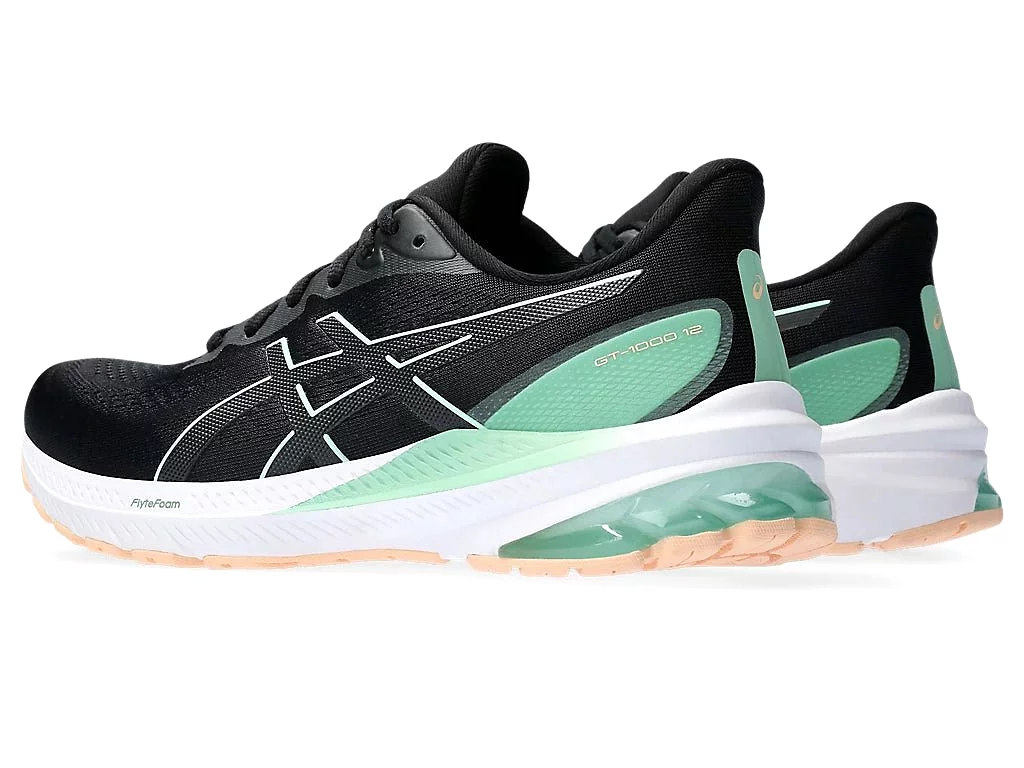 ASICS WOMEN'S GT 1000-12 BLACK/MINT SHOES