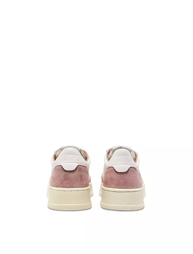 Autry Womens Medalist Low Trainers White Goatskin / Pink Suede