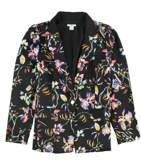 Bar Iii Womens Lily Print One Button Blazer Jacket