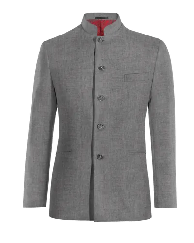  Blazer cuello mao gris de lino ligera