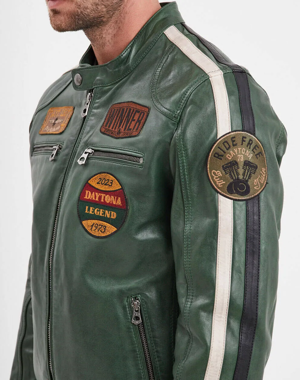 Daytona green pasture men's leather jacket 102832