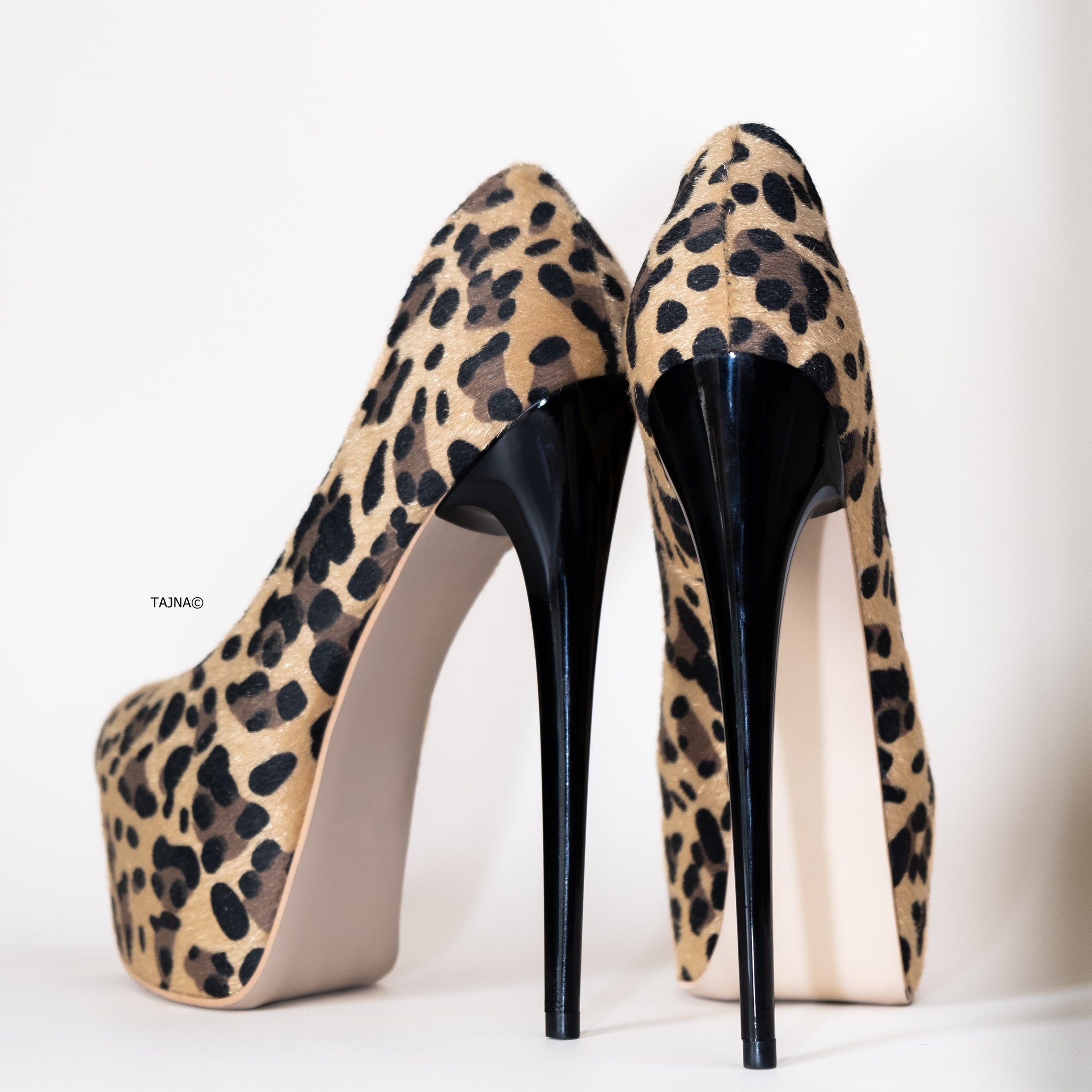 Faux Leopard Touch High Heel Platform Pumps