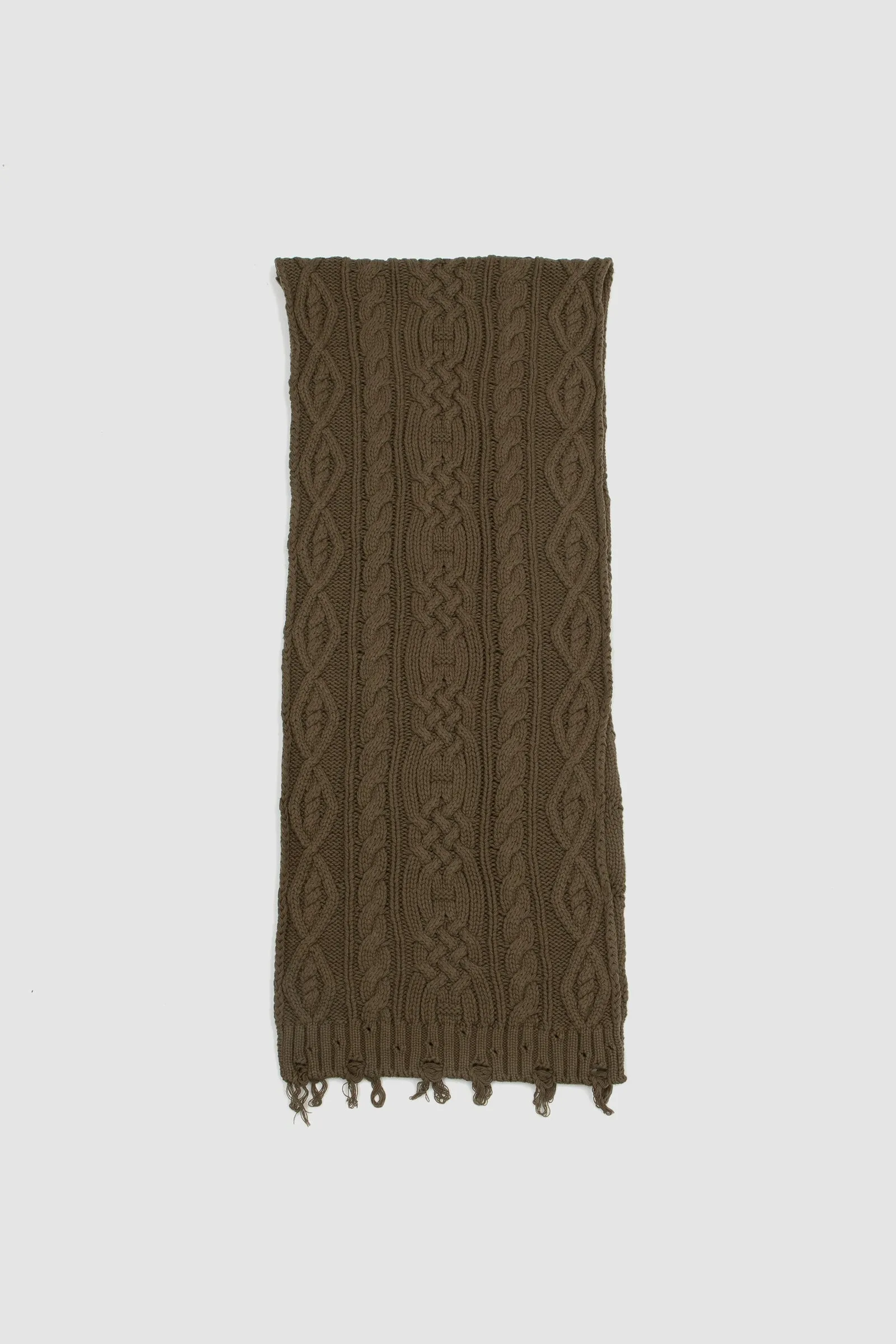 FOUND Distressed Cable Knit Scarf Forest