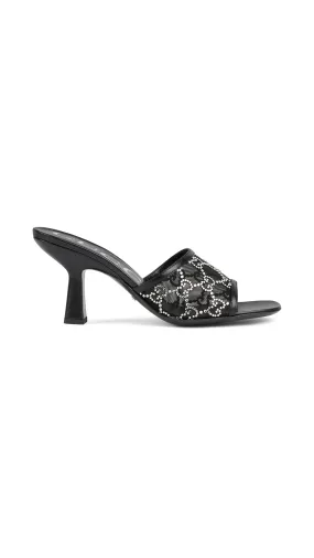 GG Mid-heel Slide Sandal - Black