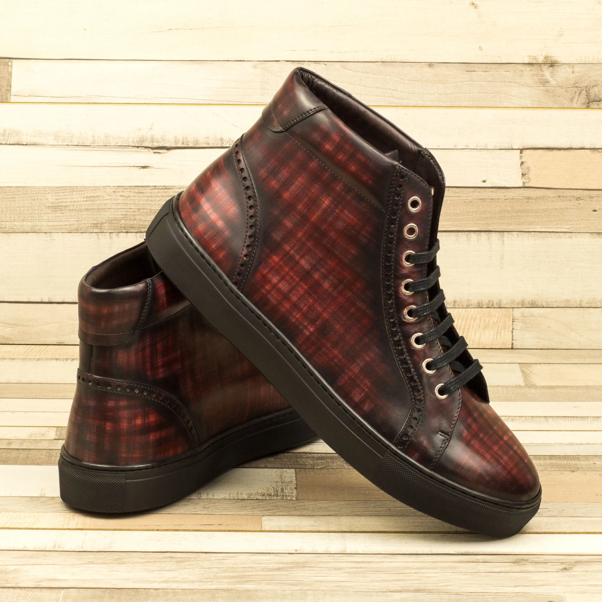 --Hand Made Patina High Tops Sneaker-