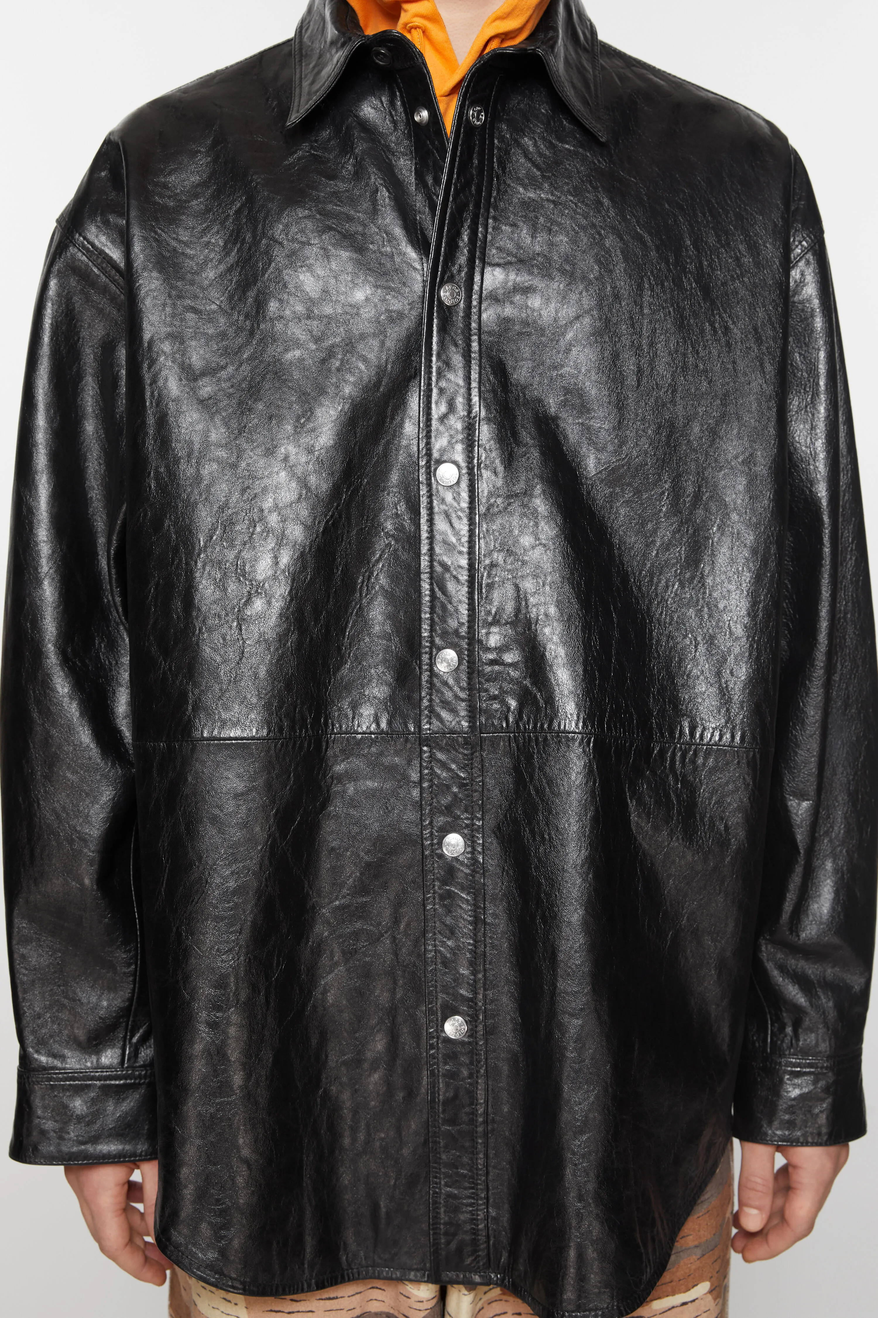 Leather shirt jacket