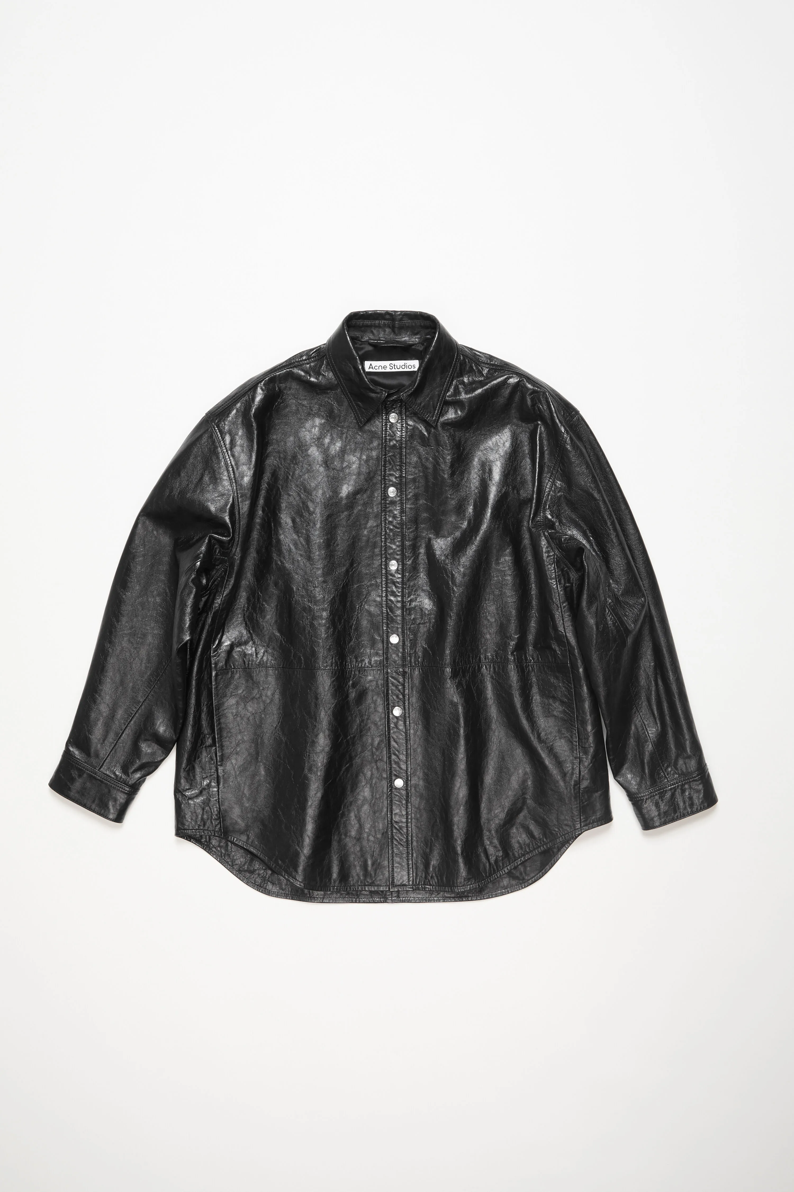 Leather shirt jacket