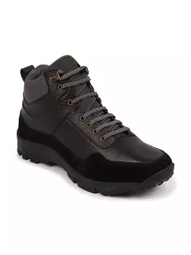 Men Black Ankle Top Suede Leather Lace Up Trekking and Hiking Boots