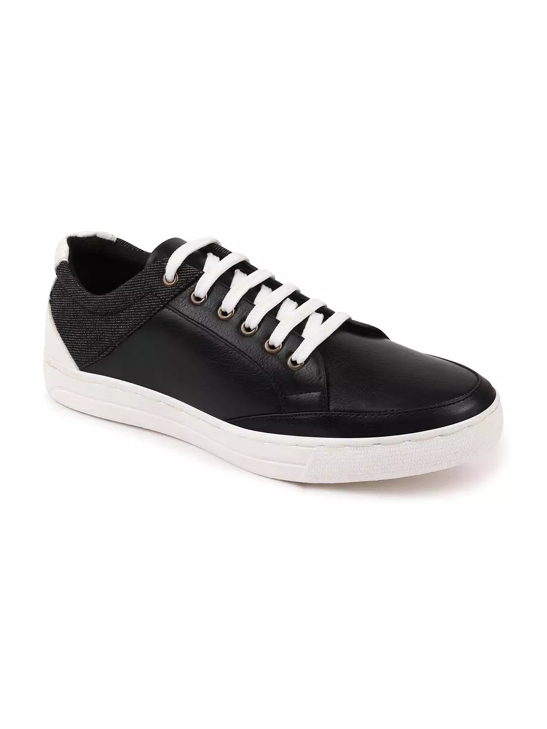 Men Black Classic Lace Up Sneakers