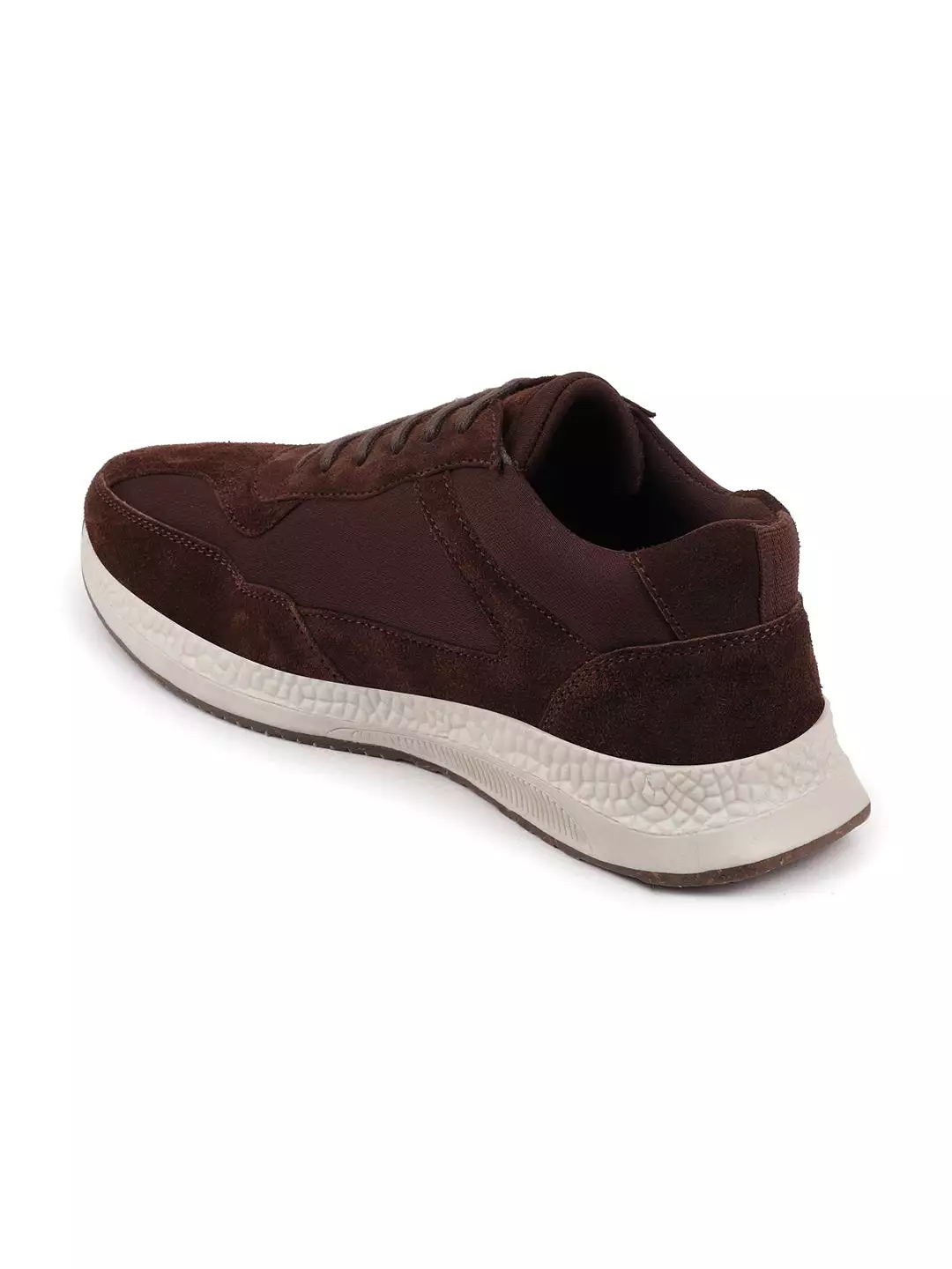 Men Brown Suede Leather Lace Up Casual Sneaker Shoes