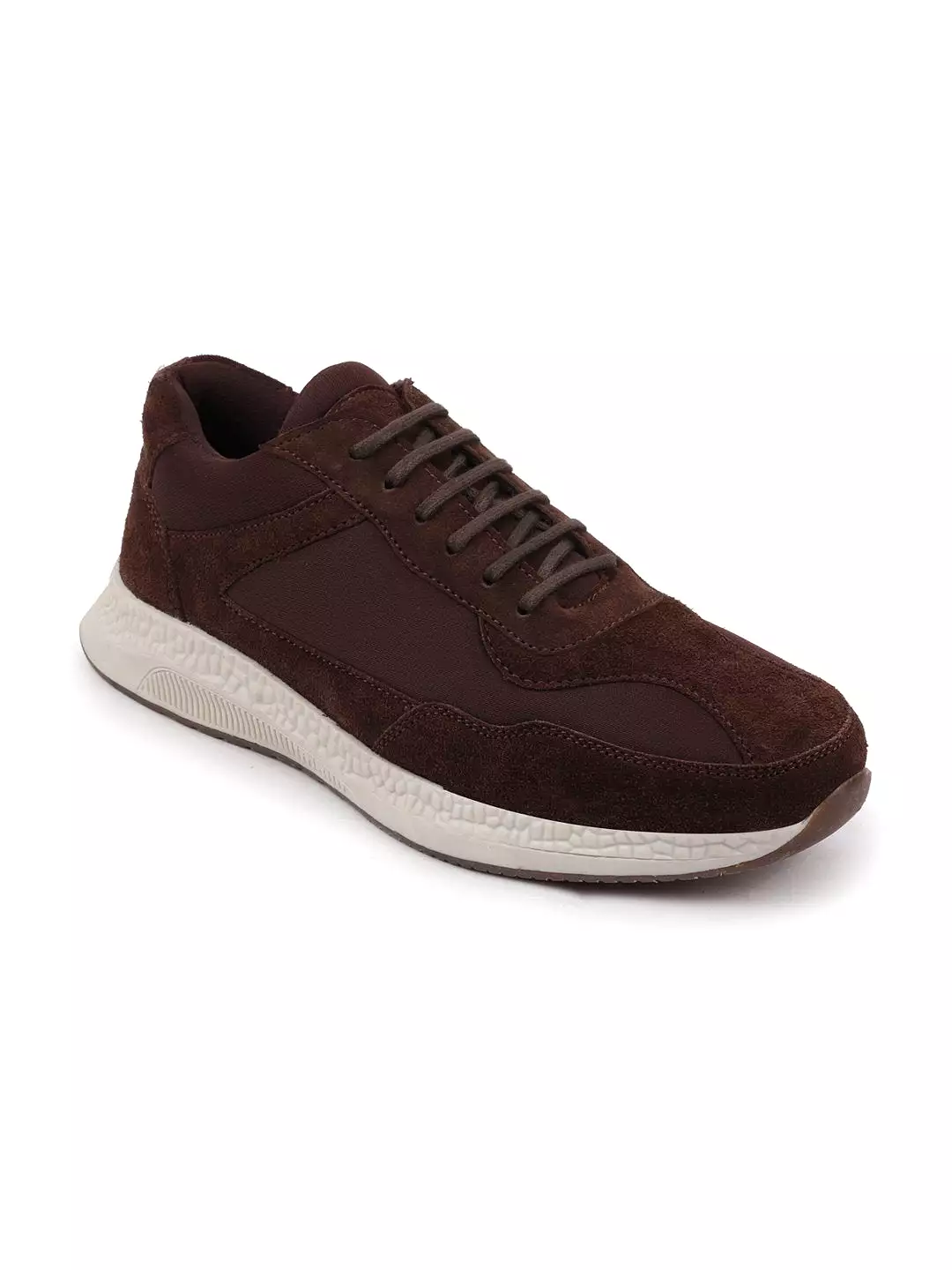 Men Brown Suede Leather Lace Up Casual Sneaker Shoes