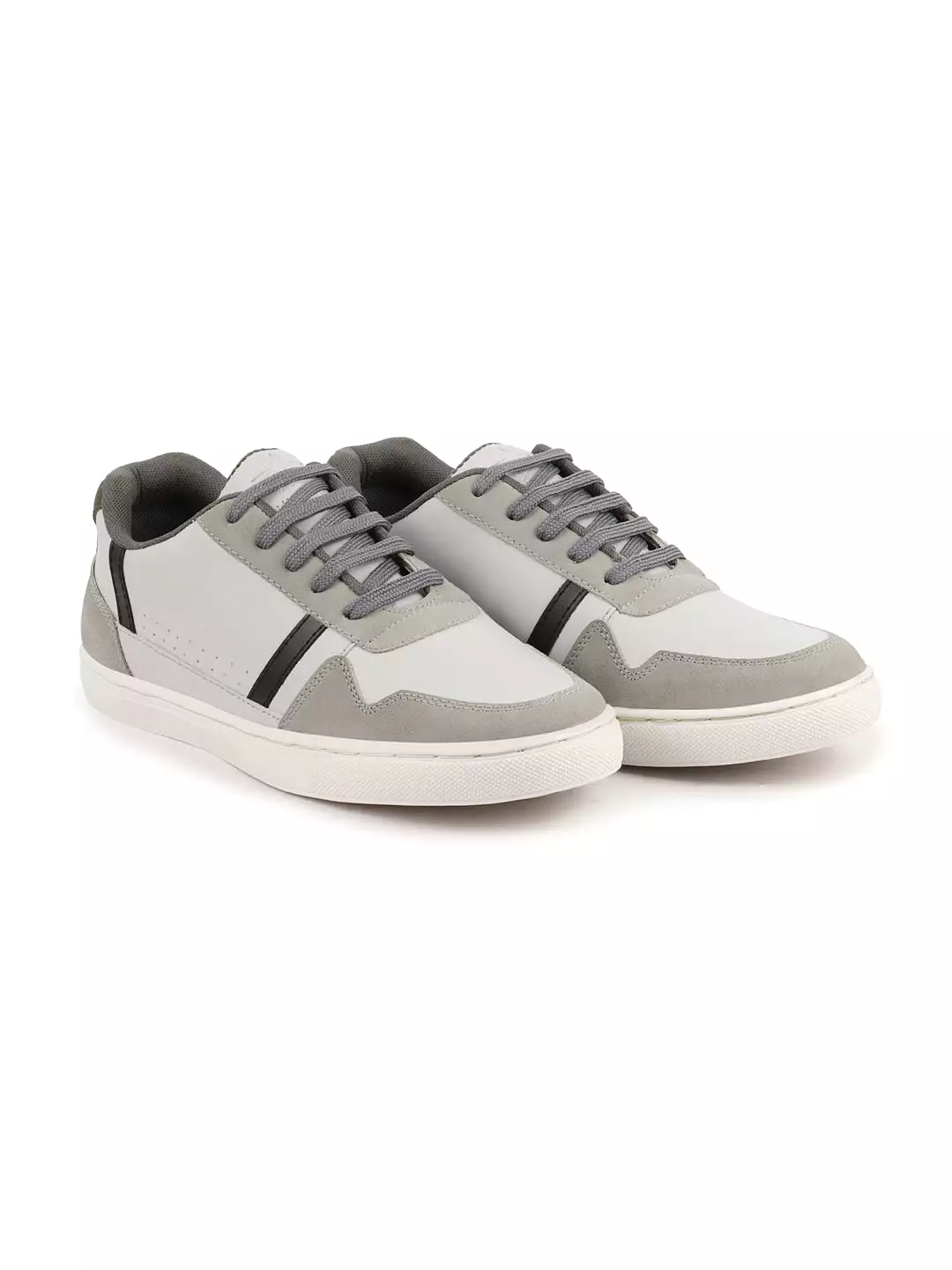 Men Grey Stylish Colorblocked Low Top Lace Up Breathable Sneaker Shoes|Comfort|Low Ankle|Casual Outfit Shoe