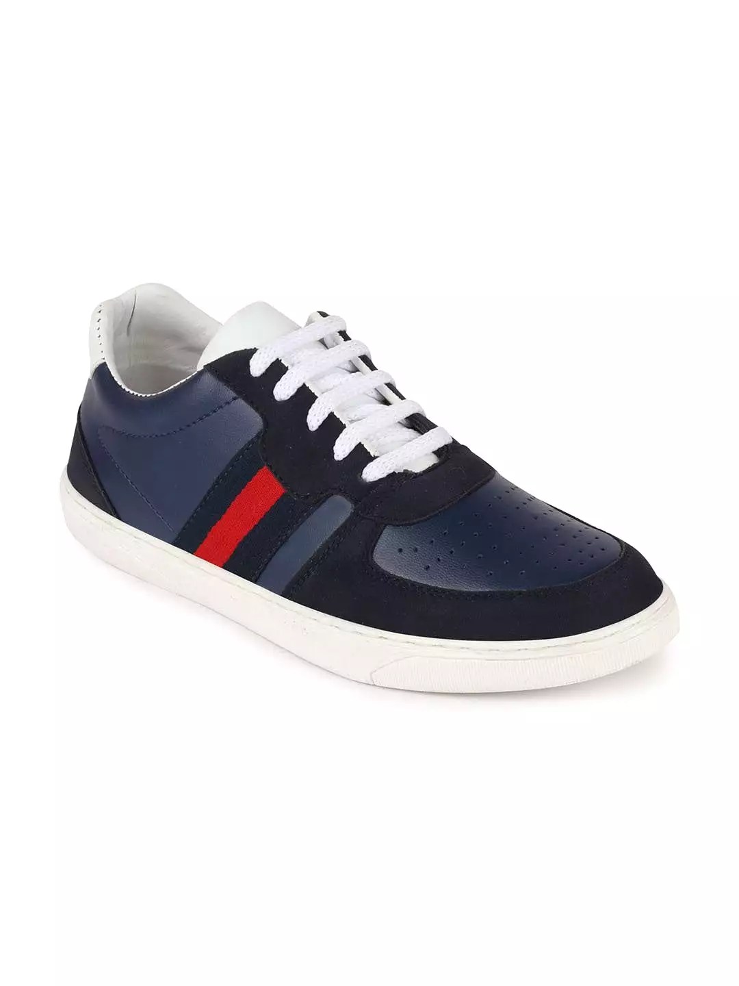 Men Navy Blue Lace Up Trendy Sneakers