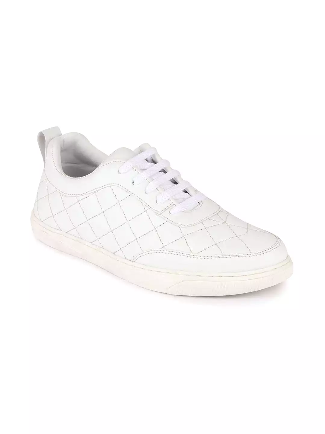 Men White Lace Up Classic Sneakers