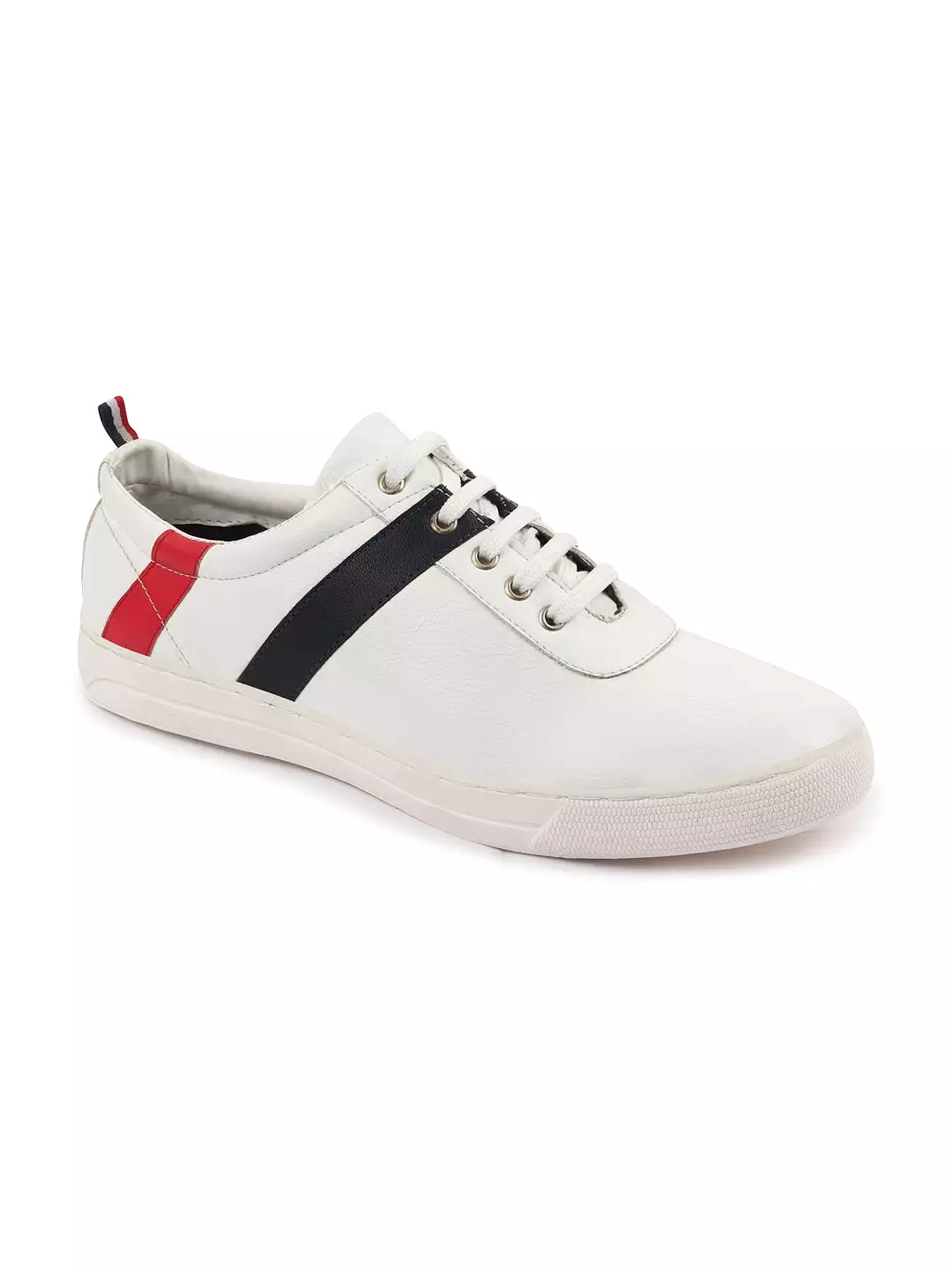 Men White/Navy Stylish Lace Up Sneakers