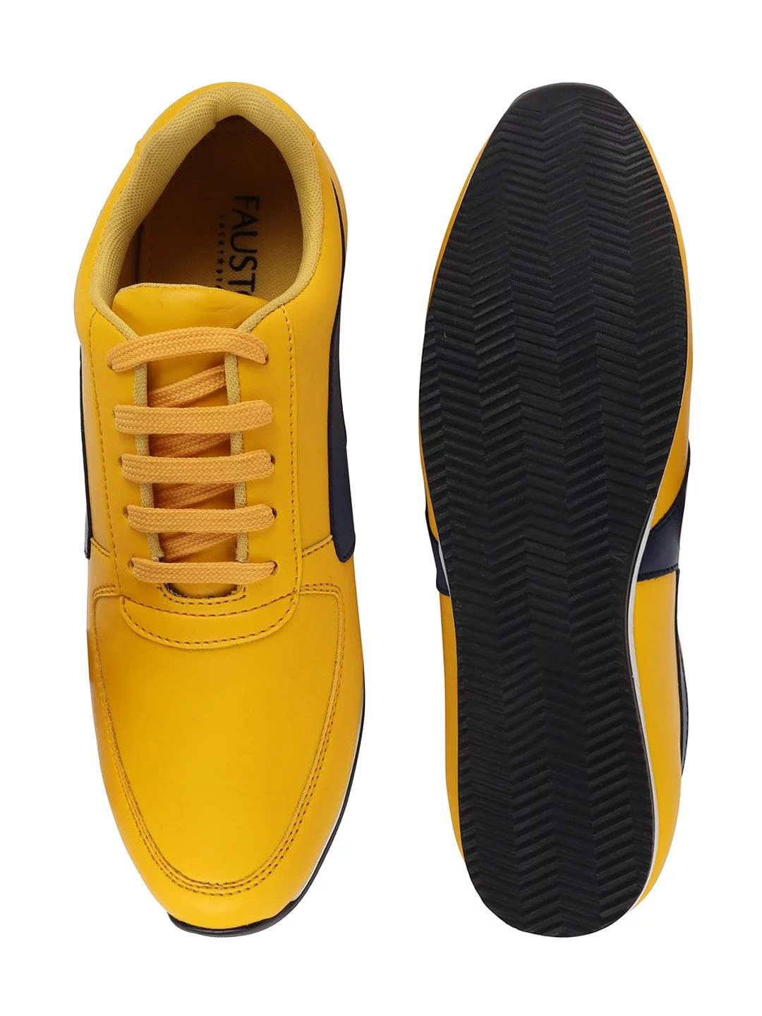 Men Yellow Trendy Lace Up Sneakers