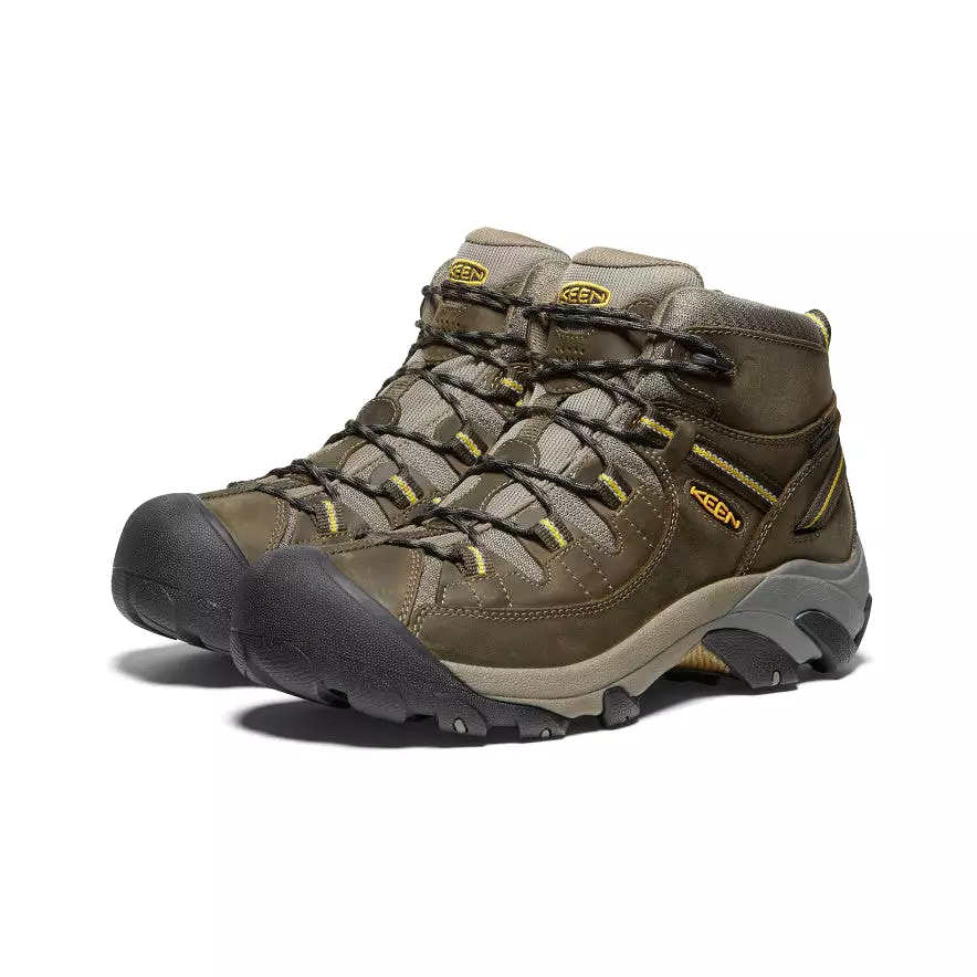 Men's Targhee II Mid Waterproof Hiking Boots  |  Black Olive/Yellow