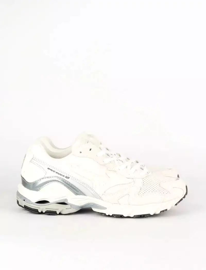 Mizuno Womens Wave Rider 10 Trainers White / VGrey / Tradewinds