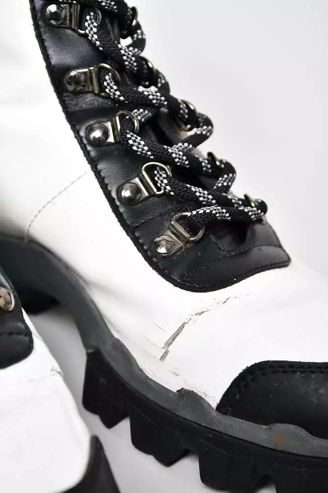 Moncler White Patent/Black Leather Hiking Boots Size 37.5