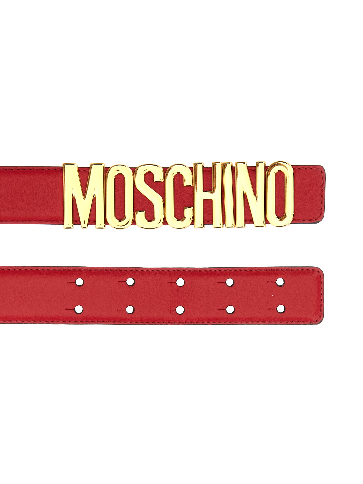 MOSCHINO    LEATHER BELT WITH LETTERING LOGO