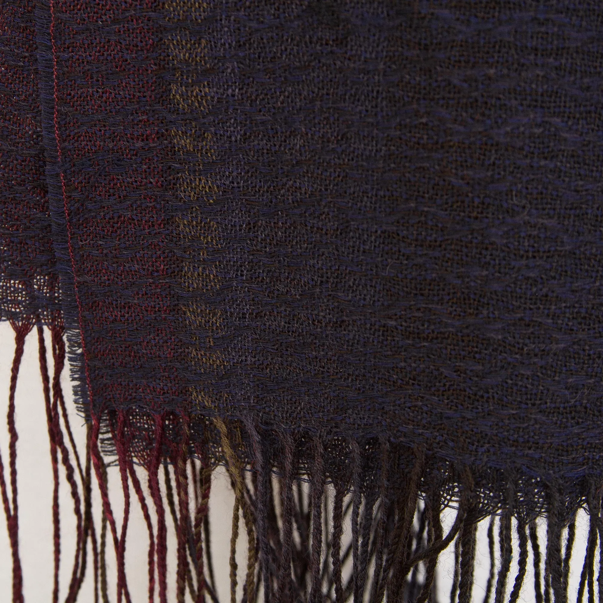 Ocean Horizon Midnight Blue and Fuchsia Stripe Textured Woven Alpaca Scarf