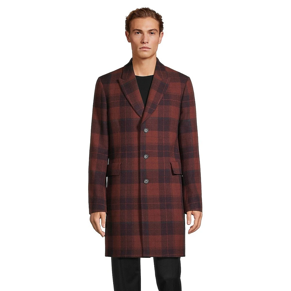 Paul Smith Plaid Wool Top Coat