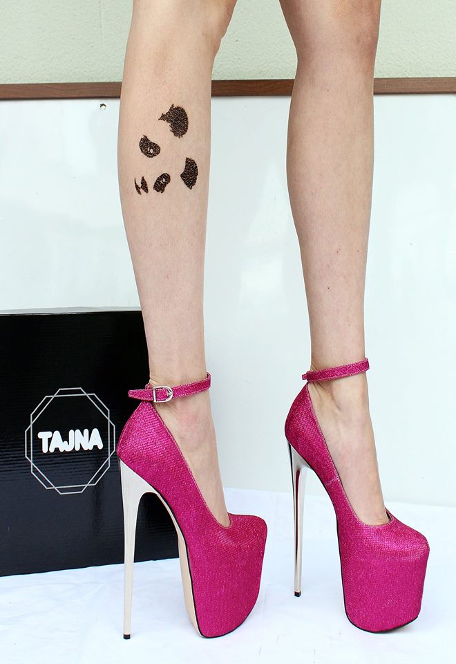 Pink Shimmer High Heel Platform Shoes