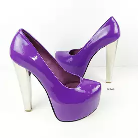 Purple Gloss Metallic Heel Pumps