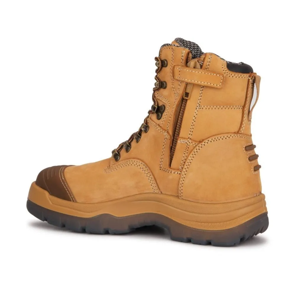 ROCKROOSTER Kimberly Tan 7 inch Zip-sided Steel Toe Leather Work Boots AK232Z