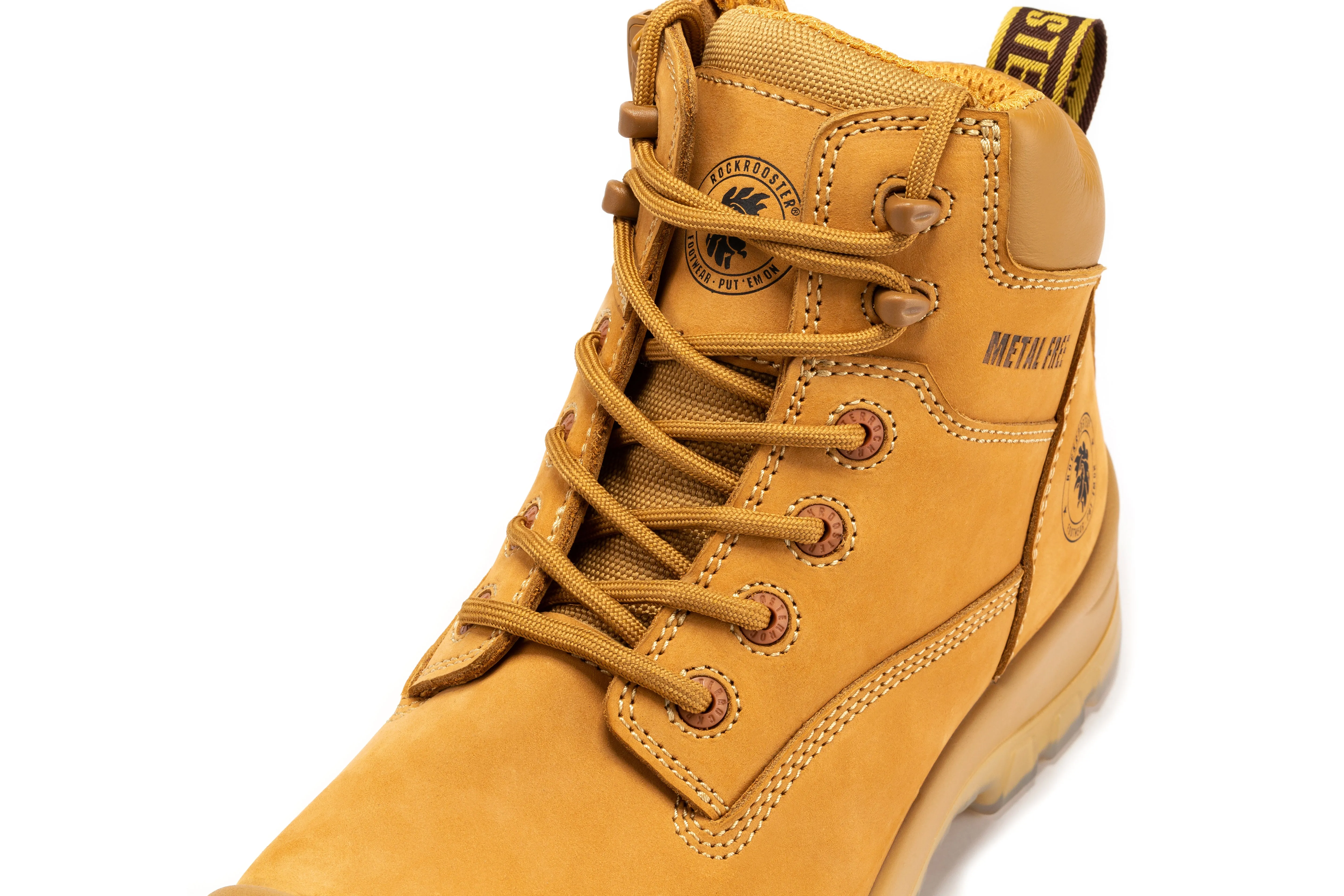 ROCKROOSTER Woodland Wheat 6 inch Composite Toe Zip-sided Leather Work Boots AK659