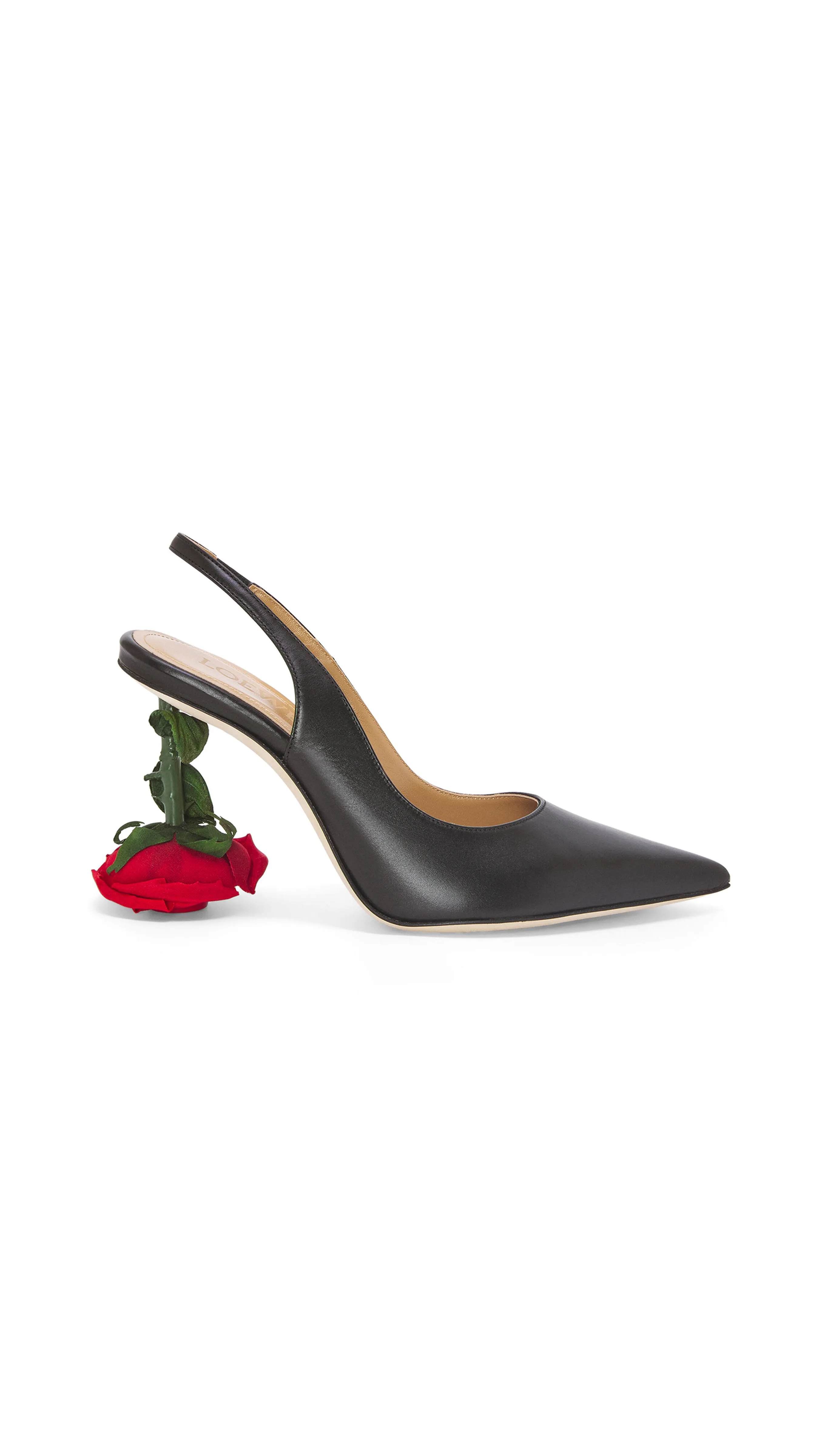 Rose Heel Slingback in Calfskin - Black