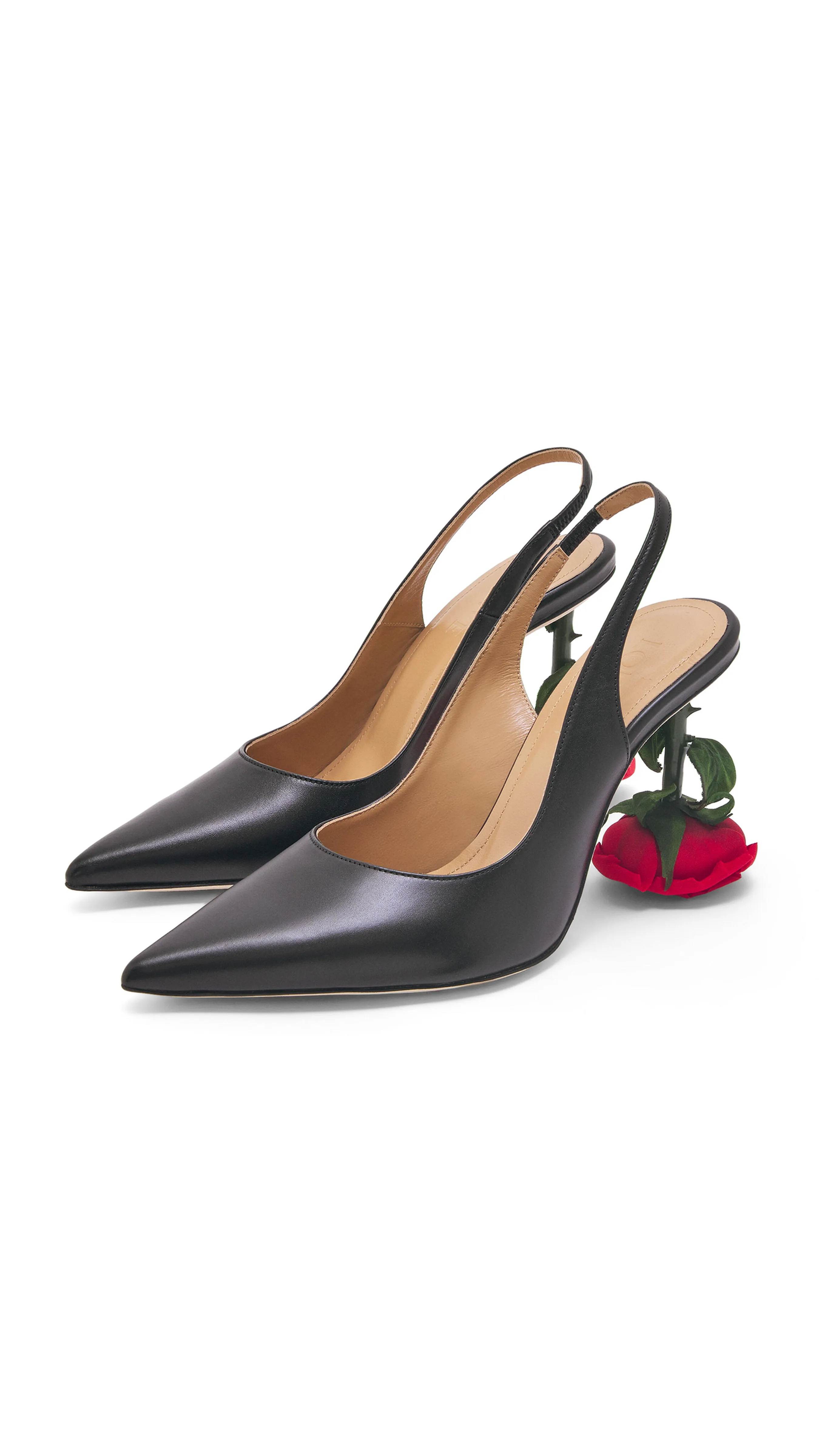 Rose Heel Slingback in Calfskin - Black