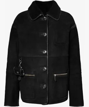 Saks Potts Womens Black Ada reversible suede jacket