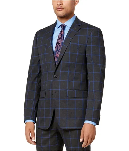 Sean John Mens Windowpane Slim Two Button Blazer Jacket