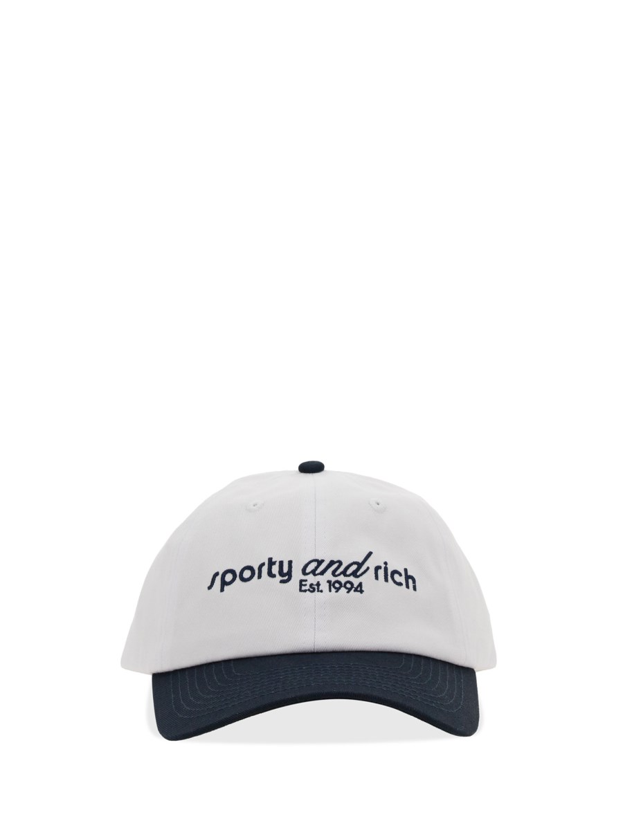 SPORTY&RICH    COTTON TANK HAT WITH VISOR AND EMBROIDERY