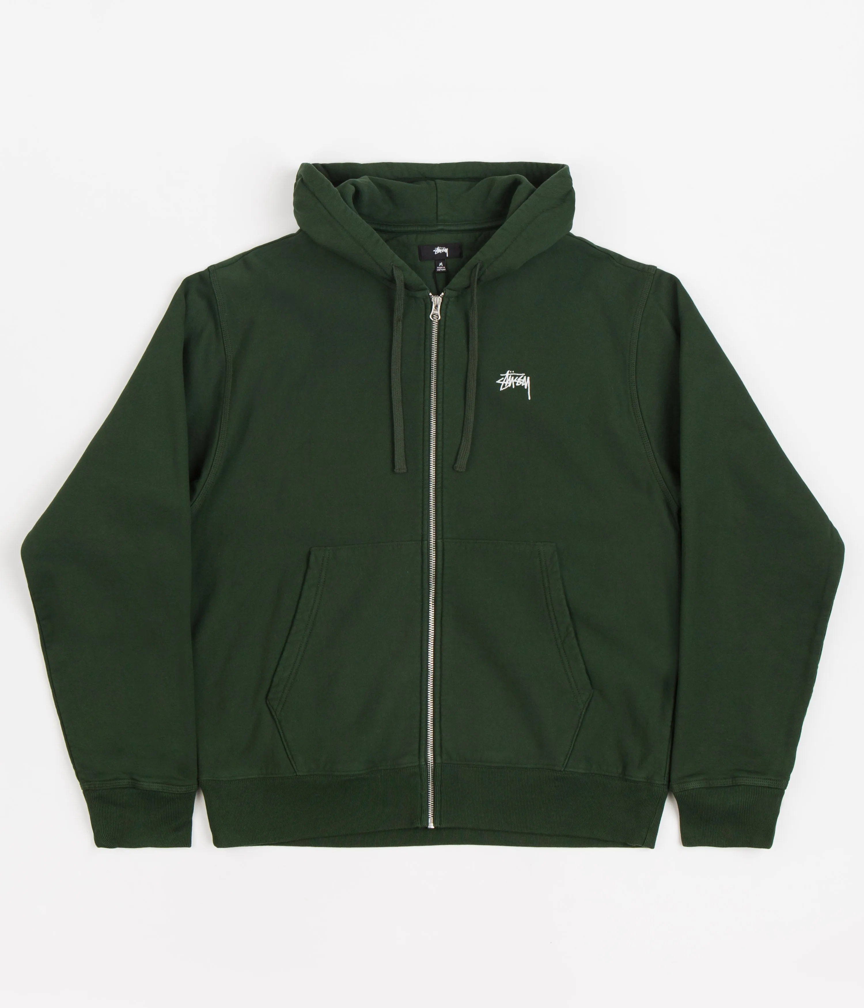 Stussy Stock Logo Zip Hoodie - Forest