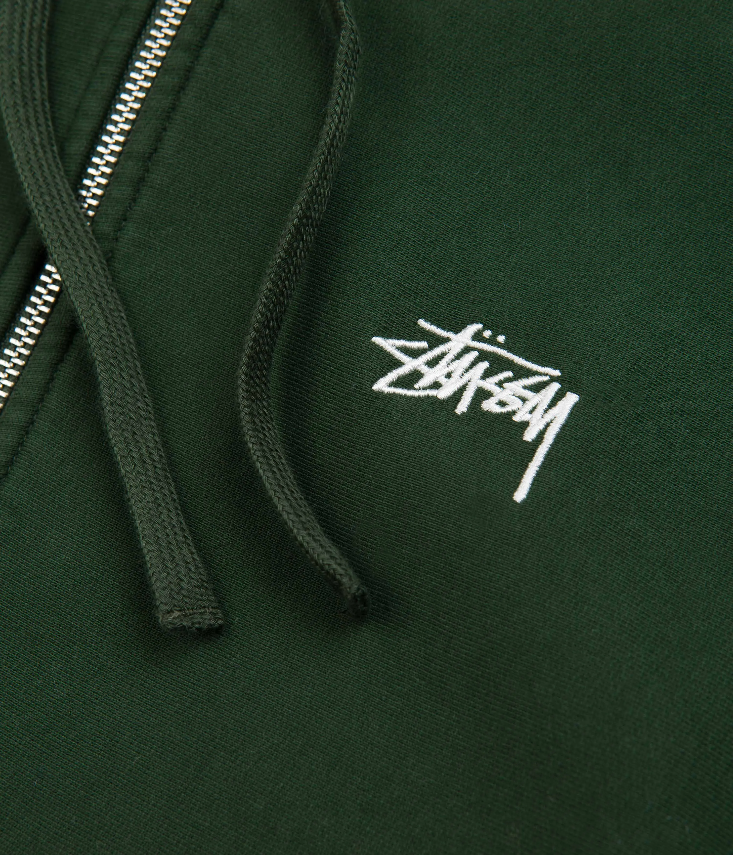 Stussy Stock Logo Zip Hoodie - Forest