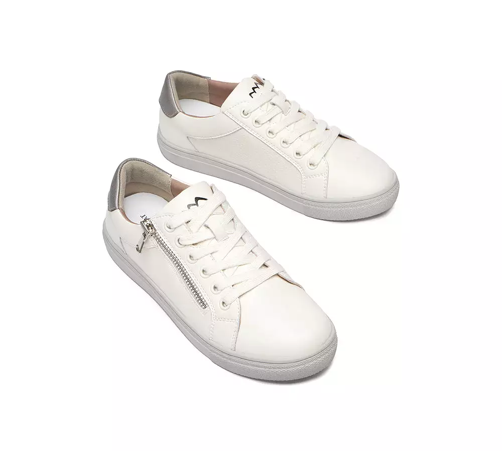 TARRAMARRA Zip Decor Low-Top Leather White Sneakers Women Chloe