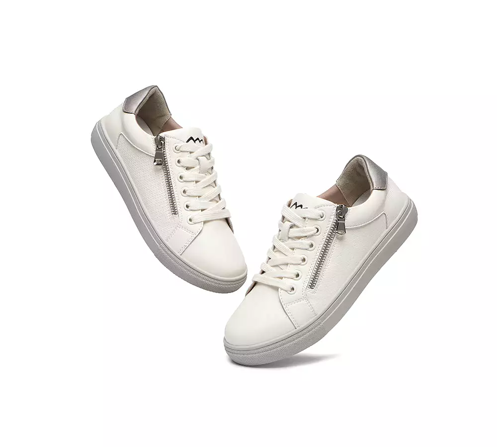 TARRAMARRA Zip Decor Low-Top Leather White Sneakers Women Chloe