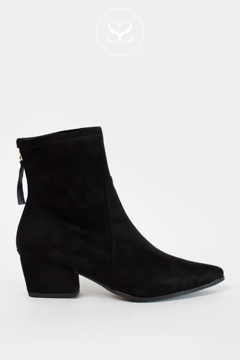 UNISA JAKE BLACK SUEDE WESTERN STYLE BLOCK HEEL BOOTS