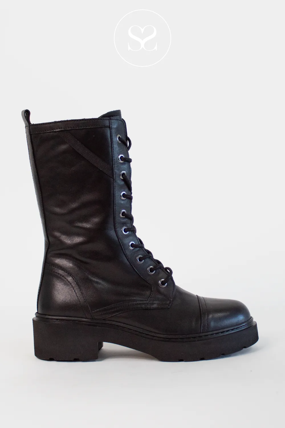 UNISA JORDAO BLACK LEATHER MILITARY  BOOTS