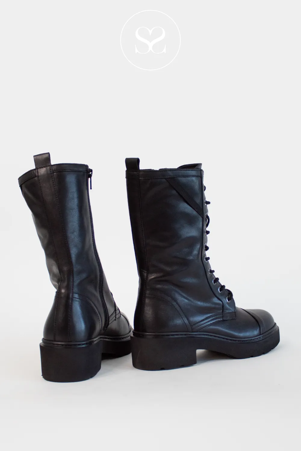 UNISA JORDAO BLACK LEATHER MILITARY  BOOTS