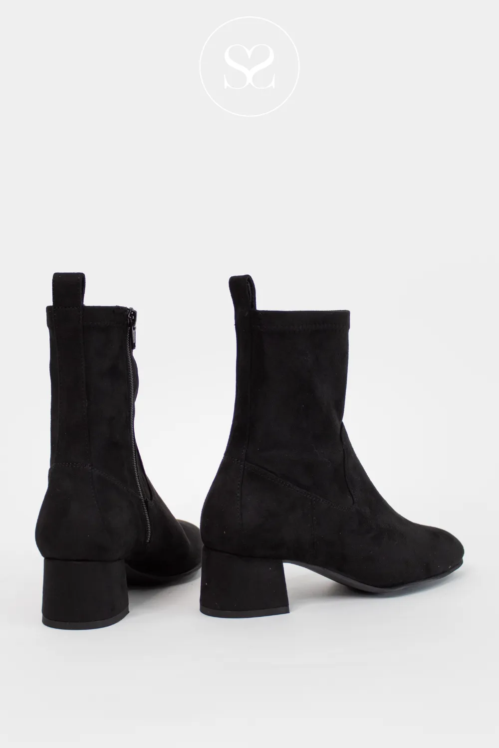 UNISA LEMICO BLACK SUEDE BLOCK HEEL SOCK BOOTS