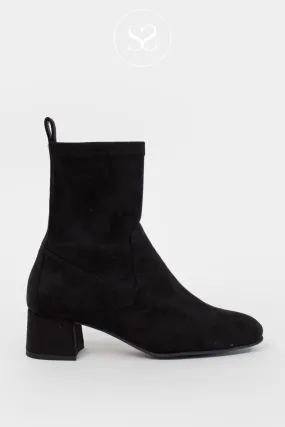 UNISA LEMICO BLACK SUEDE BLOCK HEEL SOCK BOOTS